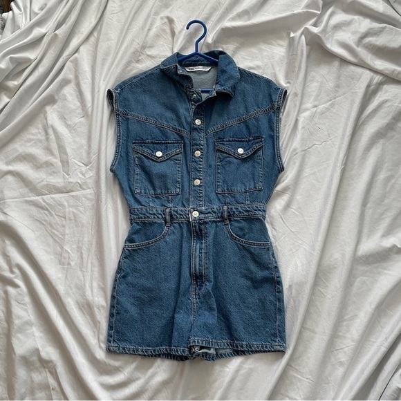 Zara Pants - ZARA denim short jumpsuit SMALL